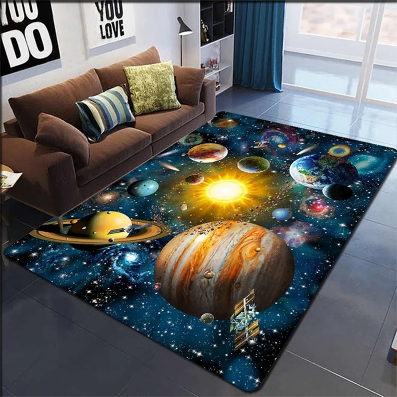 Coffee Equipment At Home - VIKAMA Cartoon Planet Crystal Velvet Carpet
